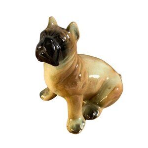 Vintage Brown and Black bull dog bone china 2.5 inc tall